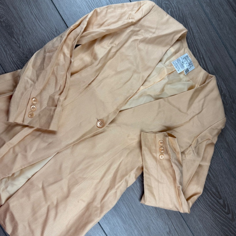 Badgley Mischka Womens Blazer Jacket Single Button Rayon Peach Size 12 NWT